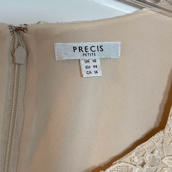 Precis Petite Women Cream Lace Top Dress US L (14) - Picture 4 of 9